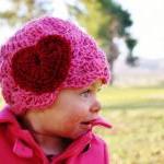 Pink Baby Crochet Hat With Heart Valentines Day